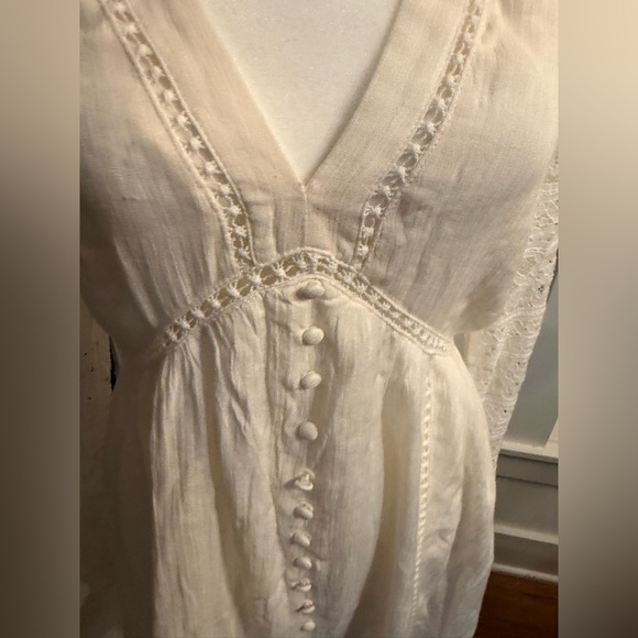NWT. Lost & Wander Boho Long Lace Sleeve White Mini Dress. Size Medium - Picture 3 of 16